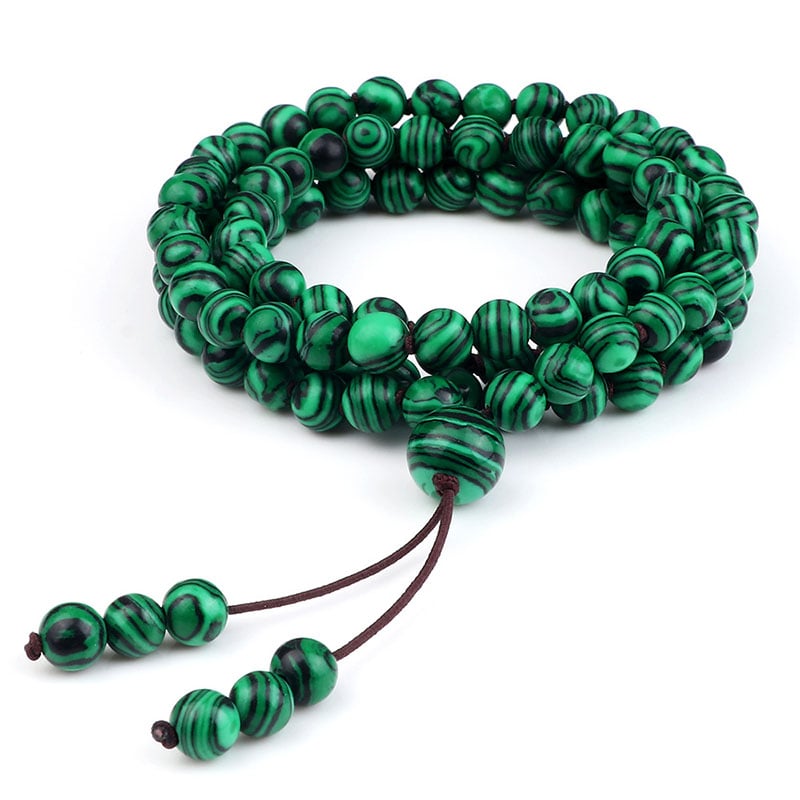 Natural Stone Malachite Beaded Necklace