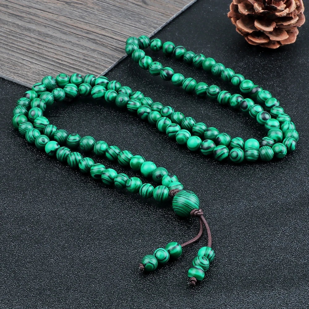 Natural Stone Malachite Beaded Necklace